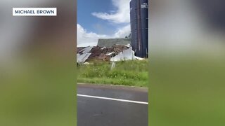 Barn collapse and trees down in Wyoming County after Tornado Warning Thursday morning