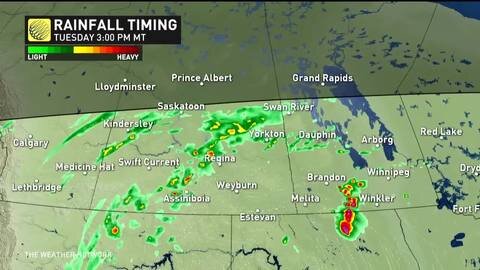 Long-lived storms sweep across Prairies bringing lightning and heavy rain