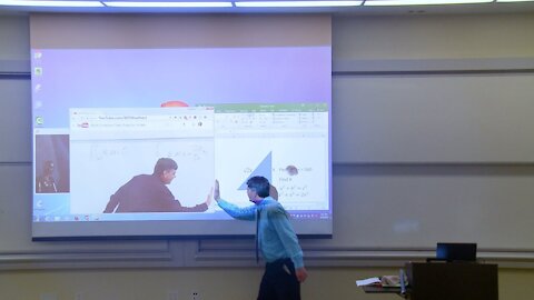 Math teacher fixes broken projector screen (April Fools Prank)