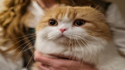 A Woman Petting Her Furry Cat