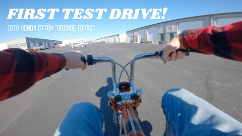 FIRST TEST RIDE! | 1970 Honda CT70H ORANGE TOPAZ GoPro POV Test Ride | Lil' Bikes Restoration