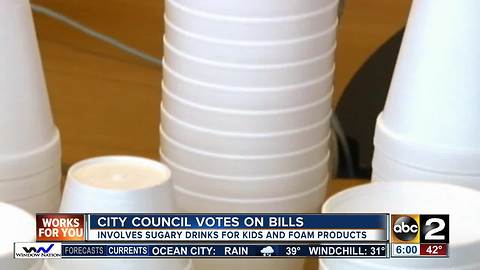 City council to vote on polystyrene foam products and healthy drink options for kids