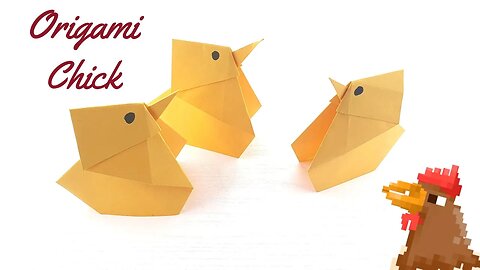 Origami diy easy paper chick with Ski