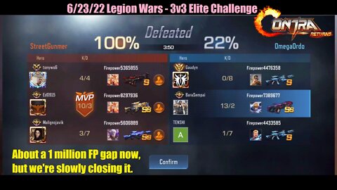 Contra Returns: 6/23/22 Legion Wars - 3v3 Elite Challenge