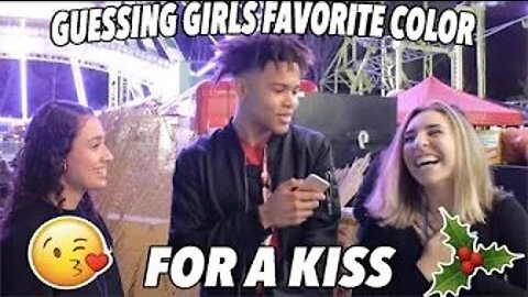 GUESSING GIRLS FAVORITE COLOR FOR A KISS !!! 😘🎄 UNDER A MISTLETOE (CHRISTMAS SPECIAL 🎁)