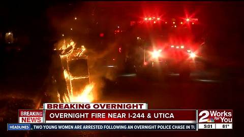 Firefighters respond to overnight fire near I-244 and Utica