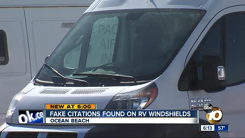 Fake citations found on RV windshields in Ocean Beach