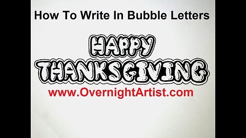 Easy Thanksgiving Cards - Write Happy Thanksgiving In Bubble Letters Card