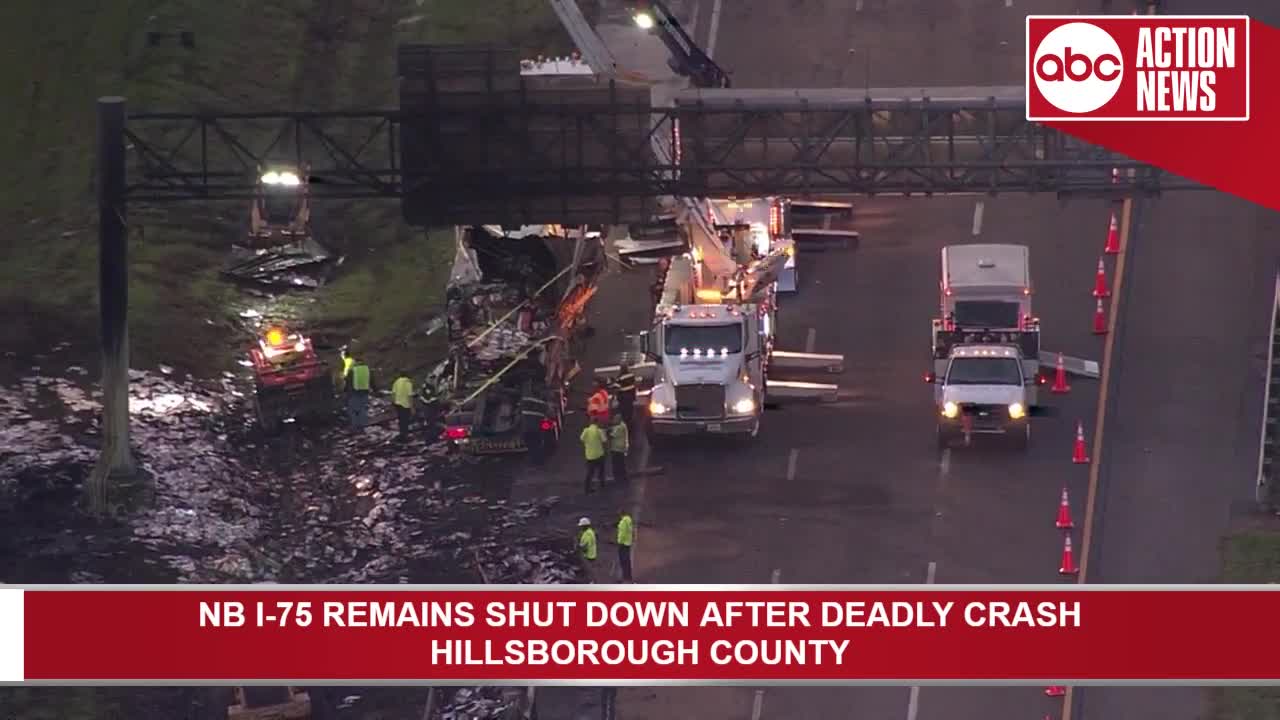 Crews clean up debris following deadly crash on NB I-75