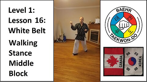 Baehr Taekwondo: 01-16: White Belt: Walking Stance - Middle Block