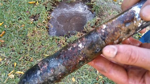 Washing Line Pole Repair after Rusting through at the Base