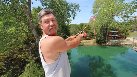 GRANDPA GOES OFF HUGE ROPE SWING!