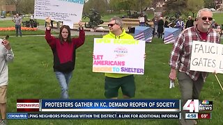 Stay-at-home protesters gather near Plaza in Kansas City