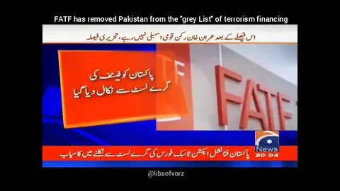 FATF removed Pakistan from the "grey List" of terrorism financing