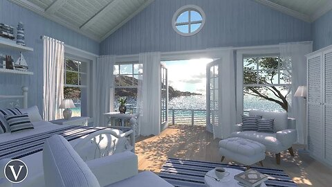 Sea Cottage Bedroom | Day & Sunset Ambience | Ocean, Beach Waves, Seagulls & Nature Sounds