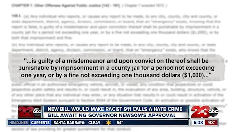 New bill would classify racist 911 calls as a hate crime