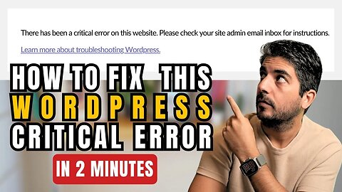 How To Fix "There Has Been a Critical Error on Your Website" In 2 Minutes | WordPress Site Is Down