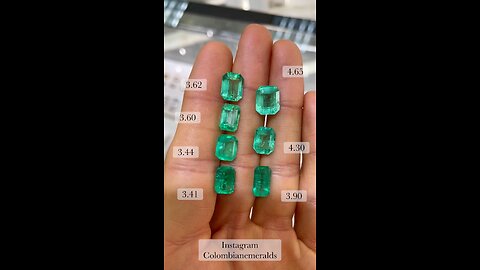 Missy Minty sea grass green loose Colombian emerald asscher, square, emerald cuts gems