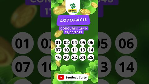 🍀 Resultado LOTOFACIL 2840 | 17/06/23 | Sentindo Sorte #shorts