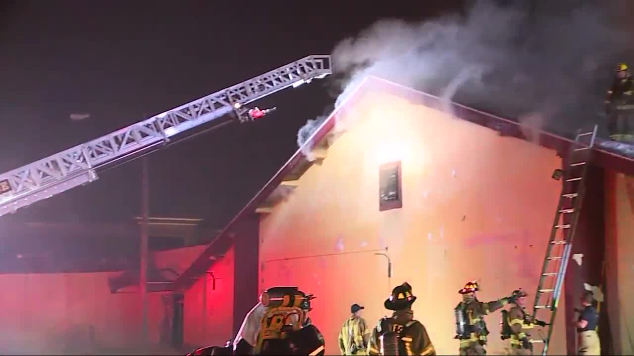 The vacant Pampa Lanes bowling alley in Warren caught on fire overnight.