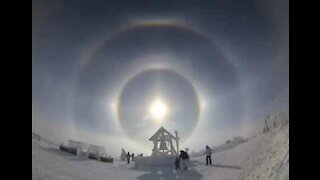 Breathtaking halo around winter sun in Minnesota