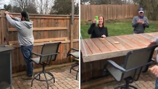 Dude turns his fence into a neighborhood bar