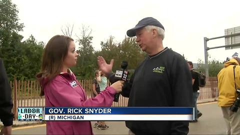 Tens of thousands cross Mackinac Bridge for Labor Day Bridge Walk