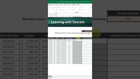 Due Date #excel #learnexcel #exceltips #excercise #microsoft #excelpro #exceltricks #fyp #data