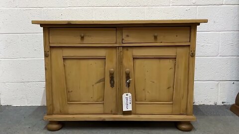 Small Old Pine 2 Drawer Over 2 Door Cupboard (X5057B) @PinefindersCoUk