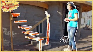 Inside Cob/Stucco & Starting Homemade Stair Railing | Shae's Earthbag Bedroom | Weekly Peek Ep115