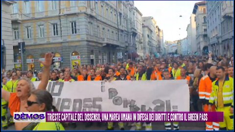 TRIESTE CAPITALE DEL DISSENSO, UNA MAREA UMANA CONTRO IL GREEN PASS