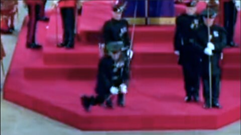 Royal Guard Collapses By Queen's Casket