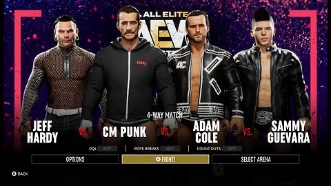 AEW Fight Forever Jeff Hardy vs CM Punk vs Adam Cole vs Sammy Guevara 4 Way Match