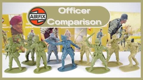 Airfix WW2 1/32 Scale Vintage Plastic Toy Soldiers. Comparing officers.