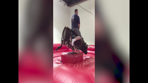 Mechanical Bull Bests Clumsy Man