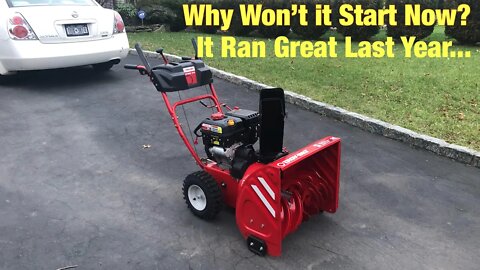 Troy Bilt 2410 Snow Blower: NO START BUT IT RAN LAST YEAR HOW TO FIX