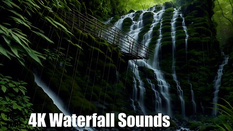 Ambient Waterfall Sounds - Pacific Northwest | (AI) Audio Reactive Realistic | Morning View