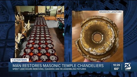 Man restores Detroit Masonic Temple chandeliers