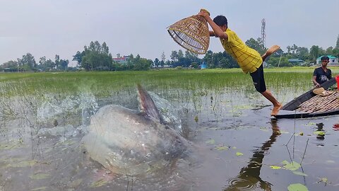 Fishing Exciting Traditional Boy Big Fish Catching Village Boat Fishing