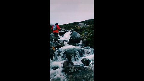 Crazy waterfall climb