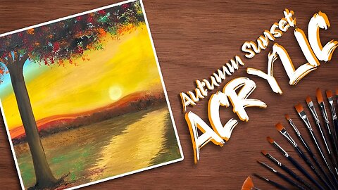 Autumn Sunset Acrylic Painting Tutorial for beginners