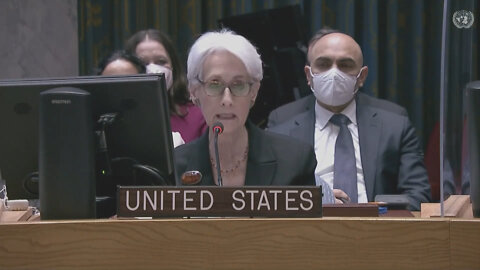 Wendy R. Sherman participates in a UN Security Council Meeting.