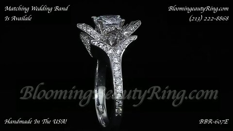 BBR-607E Engagement Ring - Large Crimson Rose By BloomingBeautyRing.com