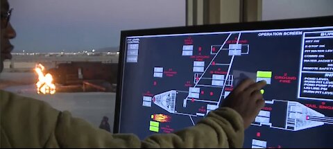 Fire emergency training demonstration happening at Nellis Air Force Base