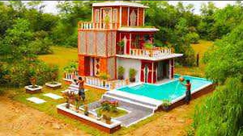 Building The Most Creative Villa House & Design Swimming Pool For Entertainment Place In The Forest