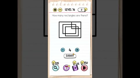 Brain Test Tricky Puzzles Level 76 How many reactangles are there?