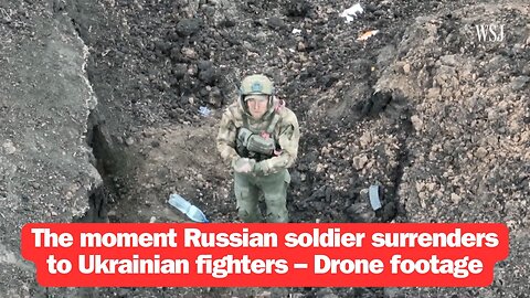 The moment Russian soldier surrenders to Ukrainian fighters – Drone footage