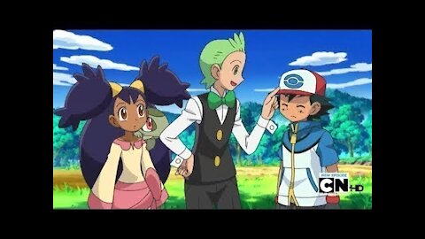 Pokemon Best Wishes Cilan boops Ash’s hat and gives him advice