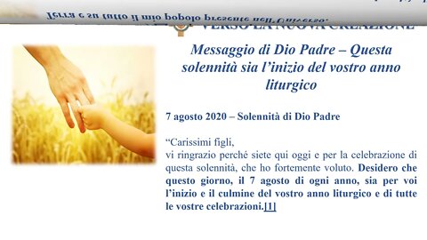 messaggio 07 08 2020 Questa solennità sia l’inizio del vostro anno liturgico