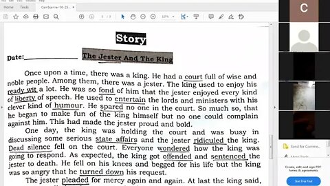 Class 7th English B Story The Jester & the King